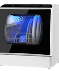 Compact Portable Dishwasher Featuring Six Wash Cycles Plus Quick Auto Dry for Effortless Cleanup in Tight Apartments.