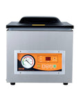 Heavy Duty Chamber Vacuum Sealer Boasts A Snappy 260 Watt Motor Generating Serious Suction to handle wet grub meats in stainless steel design.