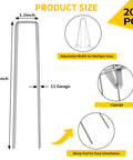 Diagram showing dimensions of 200 Pack 6 Inch Landscape Staples, 11 Gauge Galvanized U Shaped Garden Stakes with adjustable width