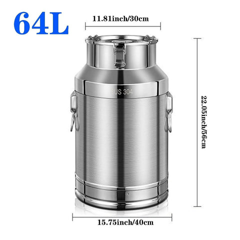 Straight Up 304 Stainless Steel Food Dispenser Jar, 64L heavy duty storage canister for rice, beans, and cereals.