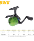 Crappie Thunder Underspin Fishing Reel With 4.3 To 1 Gear Ratio For Right Or Left Hand Retrieve In Green, graphite frame