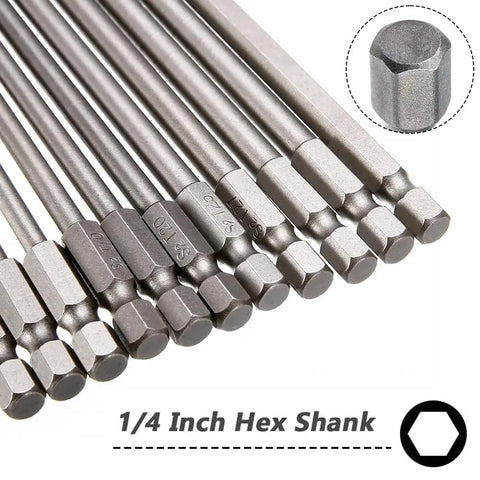 Tough As Nails Extra Long Torx Magnetic Screwdriver Bit Set forged from premium S2 alloy steel with a 1/4 inch hex shank.