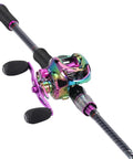 Two Piece Baitcasting Fishing Combo With Casting Reel Six Foot Purple Carbon And Glass Fiber Rods Right Handed Durable Travel Ready