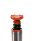 Close-up of the handle of a Heavy Duty 5 Ton Hydraulic Bottle Jack With Handle Real Deal Lifter Built Like A Tank For Auto Repair Grind And Solid Garage Hogging Ansi Certified Safe High Lift.