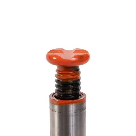 Close-up of the handle of a Heavy Duty 5 Ton Hydraulic Bottle Jack With Handle Real Deal Lifter Built Like A Tank For Auto Repair Grind And Solid Garage Hogging Ansi Certified Safe High Lift.