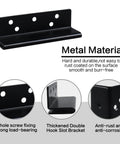 Heavy Duty Bed Frame Hardware Double Hook Slot Bed Post Brackets 4 PCS Black Powder Coated Iron wall-mounted bracket with holes