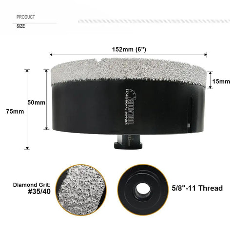 Diamond Core Drill Bits 6 Inch Porcelain Tile Ceramic Marble Brick Vacuum Brazed Hole Saw 152mm Pro Grade Dry And Wet