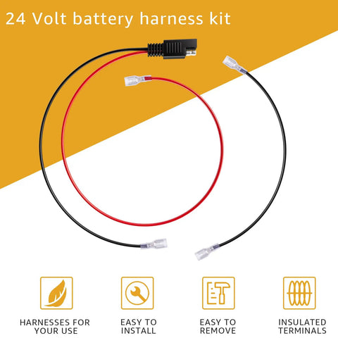 24 Volt Battery Wiring Harness Kit With Insulated Terminals And 2 Prong Connector For Electric Bicycles Replacement Part