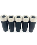 Front view of M12 5-Pin A-Code Female Straight Circular Sensor Aviation Connector Pack Of 5 Waterproof IP67 for tool-free wiring