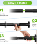 Steps to install the One Click Extendable Heavy Duty Tension Curtain Rod 41 to 165 Inch No Drilling Outdoor Rod