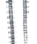 Heavy Duty Industrial 08b Stainless Steel Double Bend Ear Drive Roller Chain For Conveyor Transmission With 12.7mm Pitch And A Solid 1.5 Meter Length on a white background.