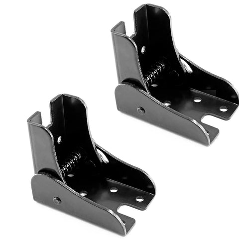 Skip The Hassle With These Heavy Duty Folding Table Leg Brackets In Black, features a sturdy hinge, ideal for DIY projects.