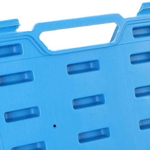 Close-up of blue plastic carrying case for 17 Piece Bearing Press Kit With Aluminum Alloy Universal Bearing Race And Seal Driver