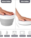 Collapsible Silicone Cup And Bowl Set For Camping Portable Ultralight Mess Kit with before and after folding view