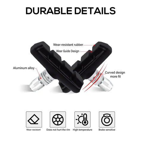 Two Pairs 55Mm V Brake Pads for Mountain And Road Bikes Cantilever System Front And Rear Set with CNC Base and Rubber Design