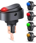 Five Pack LED Lighted Rocker Switch 12V 30A 3 Pin SPST Oval 12mm Hole On Off Toggle with multicolor illumination