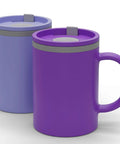 16 Oz Double Wall Insulated Desk Mug With Lid And Handle Set Of Two Bpa Free Reusable Plastic Spill Proof Cup Daily Driver Keep Your Brew Dialed In Easy Wash Wide Mouth Office Staple Purple Shade