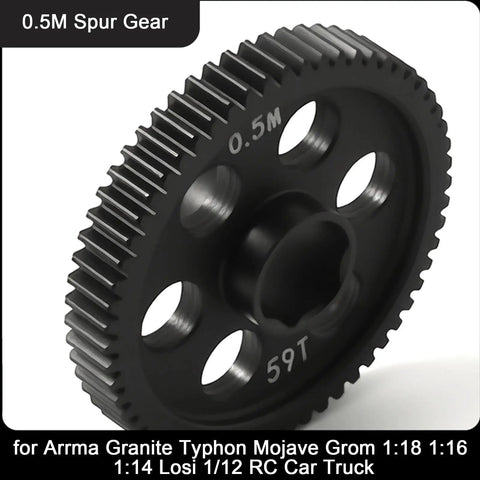 Beefed Up 0.5Mod Steel Spur Gear Main Gear CNC Machined Hardened Upgrade For Arrma Grom Series 59T steel gear