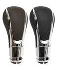 Upgrade Your Drive With This Durable Car Interior Shifter Head Transmission Gear Shift Lever Knob That Boasts A Super Comfy Grip And Sleek Metal Plastic Build For Easy Direct Install No Mods Needed On Many Models black and chrome car gear shift knob set