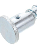 Two Piece Heavy Duty Metal Forklift Fixed Pin With Large Base And Rock Solid Limit Retaining Pin For Three Ton Older Models In Hydraulic Systems Built Tough For Daily Warehouse Grind close-up of zinc plated steel pin.