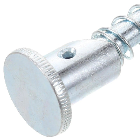 Two Piece Heavy Duty Metal Forklift Fixed Pin With Large Base And Rock Solid Limit Retaining Pin For Three Ton Older Models In Hydraulic Systems Built Tough For Daily Warehouse Grind close-up of zinc plated steel pin.