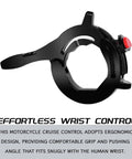Ride Easy Universal Motorcycle Cruise Control Throttle Lock With Quick Release Button for comfortable grip ergonomics in black
