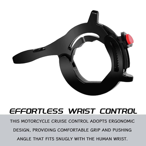 Ride Easy Universal Motorcycle Cruise Control Throttle Lock With Quick Release Button for comfortable grip ergonomics in black