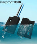 Three Sets NO NC Black Magnetic Door Sensor Reed Switch Kit submerged in water, showcasing IP68 waterproof design.
