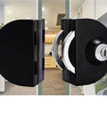 WUUWCHODC Stainless Steel Chain Lock for Entrance Gate Glass Door Latch shown from the side, highlighting black finish and keyhole.