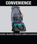 Person carrying Heavy Duty 14 Inch Contractor Tool Bag With Industrial Fabric, Reinforced Handles, Durable Zipper, Pro Grade Build
