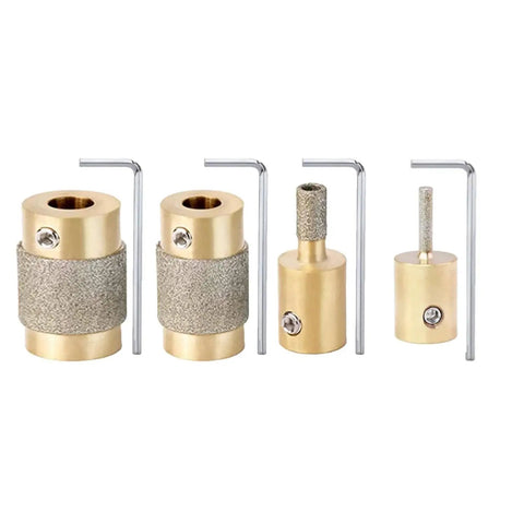 Diamond Grinder Bit Set For Stained Glass 4 Piece Brass Core Bits One Eighth Inch One Quarter Inch Three Fourths Inch One Inch Built Tough Double Plated Diamond Surface Fits Most Glass Grinders