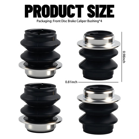Silicone Brake Caliper Slide Pin Bushing Kit For Front Disc Brakes Calipers 4 Piece Heavy Duty Hardware Set OEM 19203508 Replacement