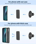 Magnetic Car Phone Holder Base With 1 Inch Ball Head For RAM B Size Mounts showing attachment for case and no-case phones