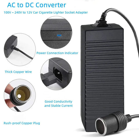 High Output AC To DC Converter 100V To 240V To 12V 10 Amp 120 Watt Plug And Play Power Adapter features thick copper wire and power indicator.