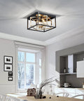 Modern Flush Mount Ceiling Light With E12 Base Three Lights Close To Ceiling Design Matte Black Exterior And Glossy Gold Inner Finish 12x12x7 Inches Sleek Dope Vibe For Living Room Hallway Or Entry