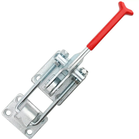 Built Tough 2 Pack Heavy Duty U Hook Latch Clamps with threaded U bolt and rubberized thumb lever, shown from above.