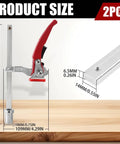 Side view of a Two Pack Quick Ratchet Bench Dog Clamps For Woodworking Hold Downs On MFT Tables And Workbenches Heavy Duty Clamps.