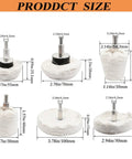 Six Piece Drill Buffing Wheel Kit With Multi Spec Aluminum Polishing Wheels and Pads showing product sizes and dimensions.