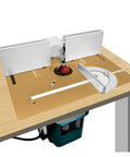 Premium Aluminum Router Table Insert Plate With Center Hole Bushing For Dead On Woodworking Trimmer Mounting And Hassle Free DIY Milling Flip Plate on a wooden work table.