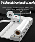 Heavy Duty Shrink Wrap Machine With Heat Gun 600Mm Width And Stainless Steel Roller showing 9 adjustable settings for sealing thick films.