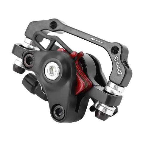 Top Grade Motorcycle Brake Rotor Mountain Bike Mechanical Disc Brake Set 160mm Rotors rear caliper with red and black finishes.