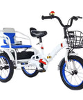 White Folding Tricycle With Rear Passenger Seat And Pedals Three Wheel Cruiser Bike For Hanging Out Dope Foldable Frame