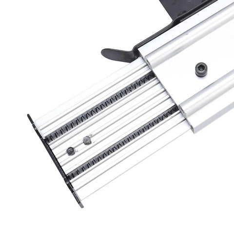 Close-up of Rock Solid 18 Gauge Pneumatic Brad Nailer showing rail and fastener adjustment for precise nailing tasks.