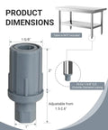 Beefed-Up Adjustable Bullet Feet For 1-5/8 Inch Tubing Heavy-Duty Leg Levelers dimensions and fitting guide, plastic construction