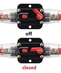 Image of Inline Fuse Holder With Resettable Circuit Breaker For Car Audio Protection, showing off and closed positions.