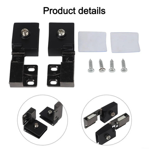 Self Closing Glass Door Hinge For 3 To 5 Mm Frameless Panels No Drill Installation Clamp Zinc Alloy Black Finish with accessories