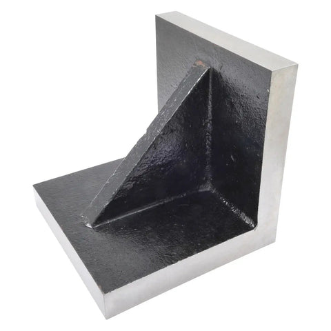 6 Inch By 6 Inch By 6 Inch Ground Angle Plate With Webbed End, High Tensile Cast Iron, Normalized And Stress Relieved, Precision Ground For Square And Parallel To Within 0.000 Inches, Grind Ready Milling Fixture For Quick Setup