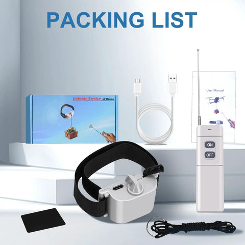 All Terrain Drone Airdrop System With Remote Release For Payload Delivery Across Mavic Mini 4 Pro Mini 3 Mini 2 Air 2 Air 2S Mavic 3 Pro Mavic 2 Payload Clip Release Device packaging components