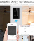 WiFi Smart Ceiling Fan Light Wall Switch With Remote Timer And Countdown Works With Alexa And Google Home app control shown