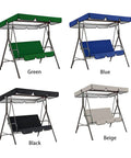 Four patio swing canopy replacement top covers: green, blue, black, beige; blue features 190T Oxford cloth, waterproof and tear-resistant.